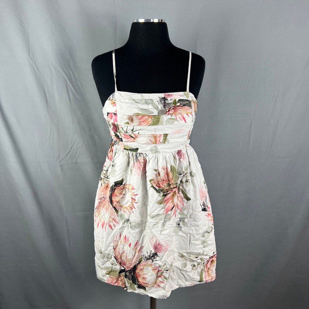 Express Mini Dress Womens Small Multicolor Floral Smocked Back Spaghetti Strap